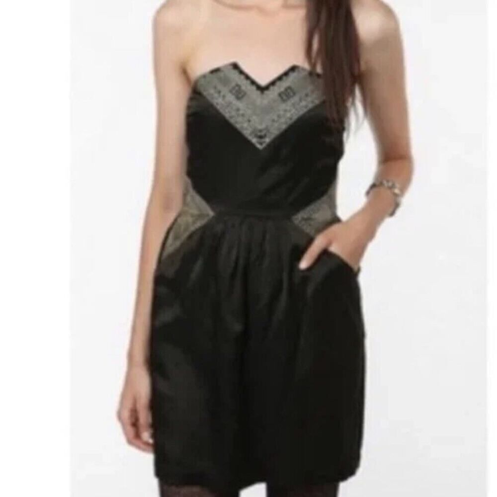 Urban Outfitters | Ecote Metallic Black Strapless Dress | NWT | Size Medium